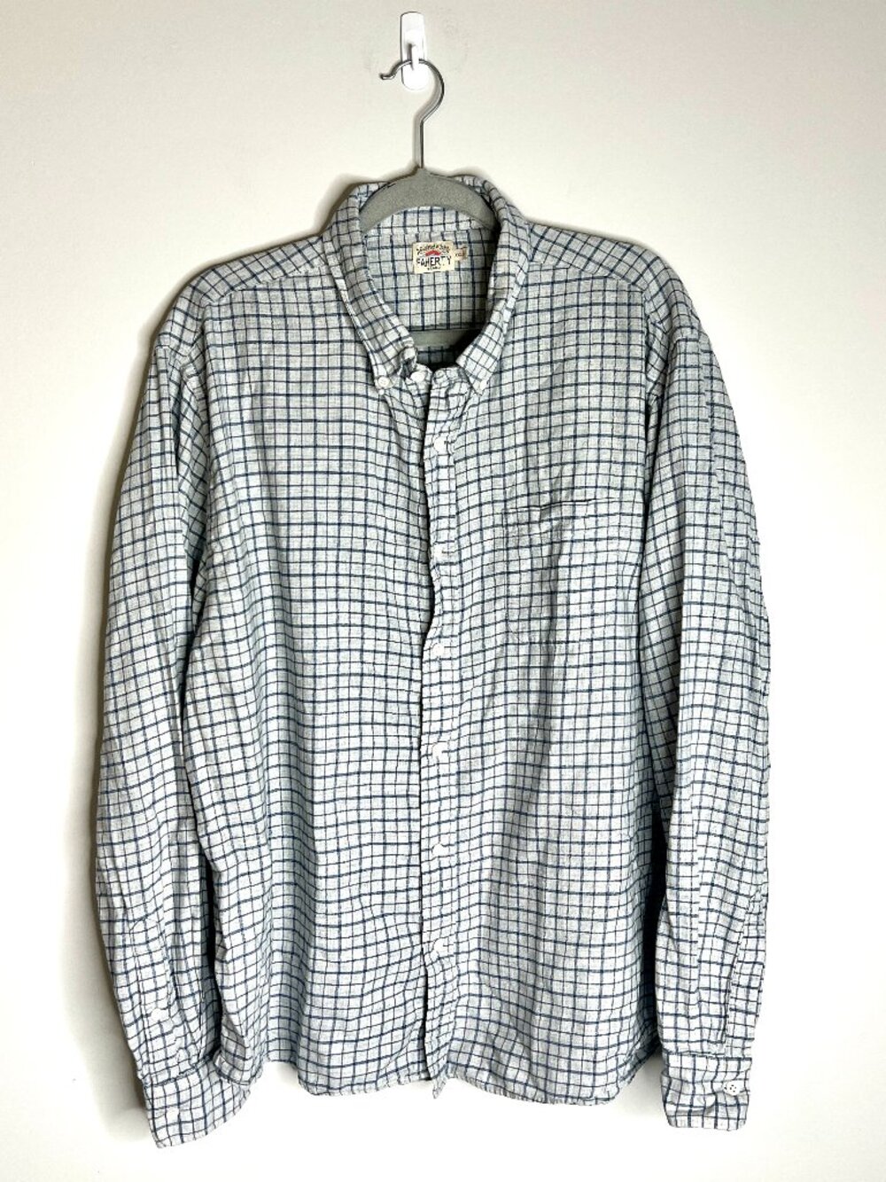 Faherty Men's Gray Blue Plaid Button-Down Flannel Cotton Lightweight Shirt XXL